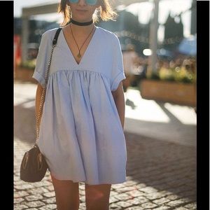 Zara chambray mini babydoll oversized romper